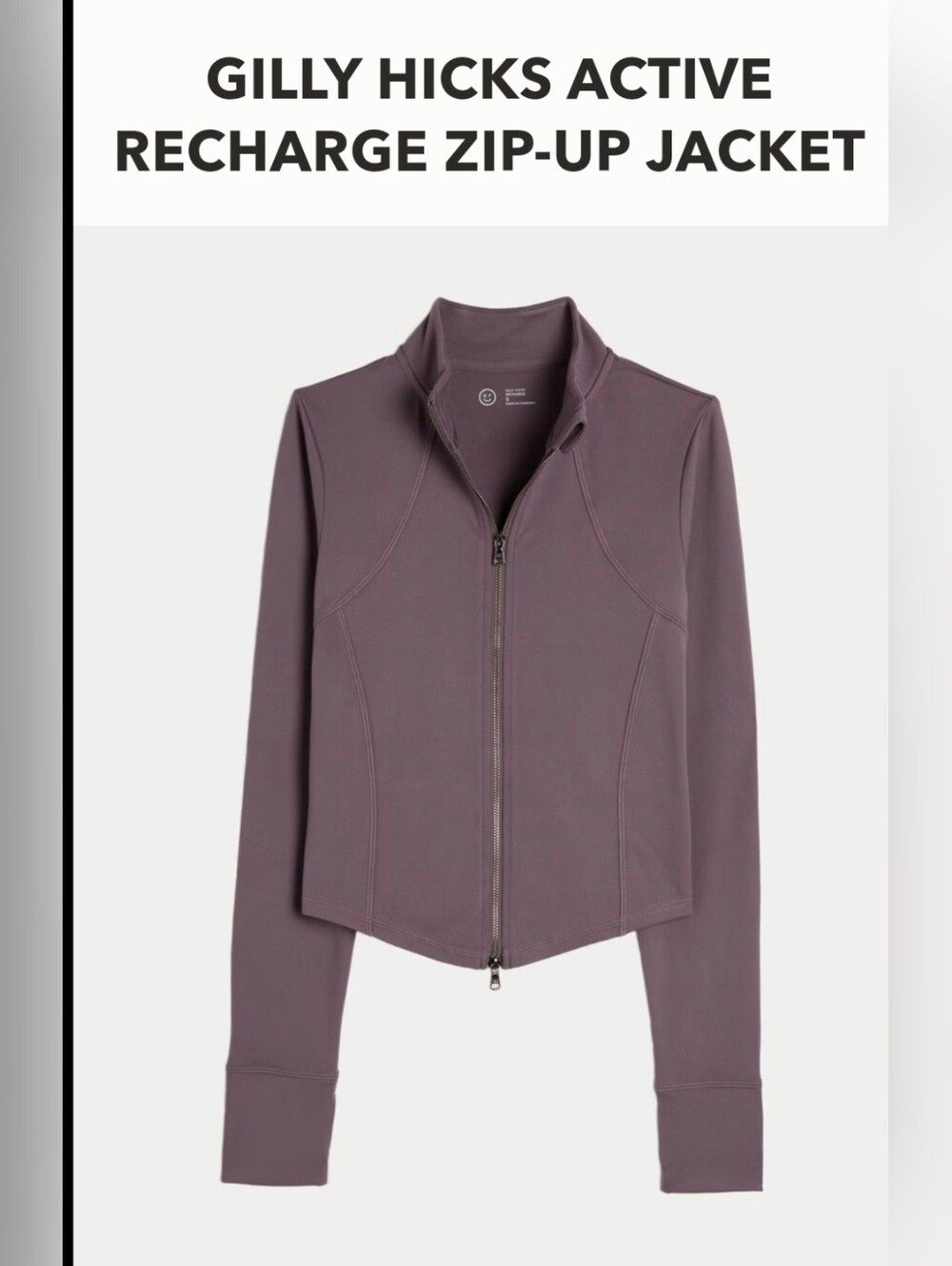 Hollister Gilly Hicks Active Recharge Zip Up Jacket Sz M NWT